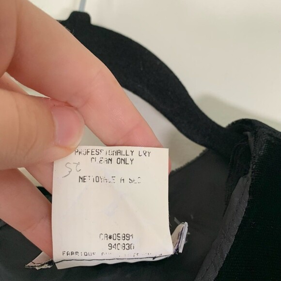 Lang Dress Women’s 4 Black Velvet Long Sleeve Mini Dress Shoulder Pads - Picture 6 of 12